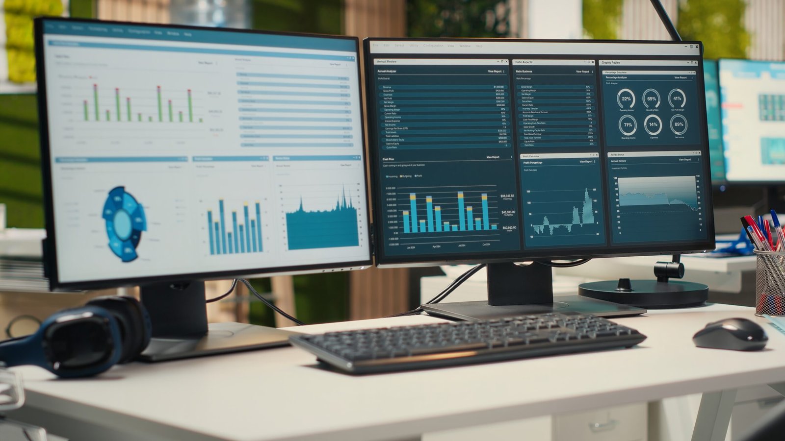 Puesto de trabajo con equipos informáticos